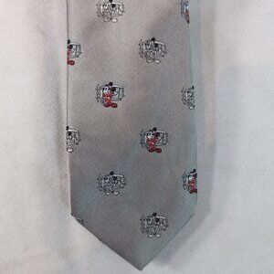 Disney Balancine Tie Works Silver Red Mickey Pilot Aviator Plane Retro Neck